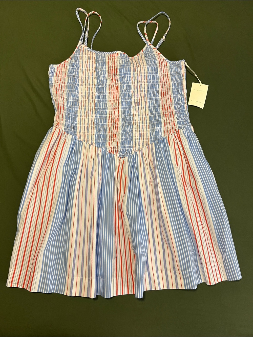 Striped Smocked Dress Size L
